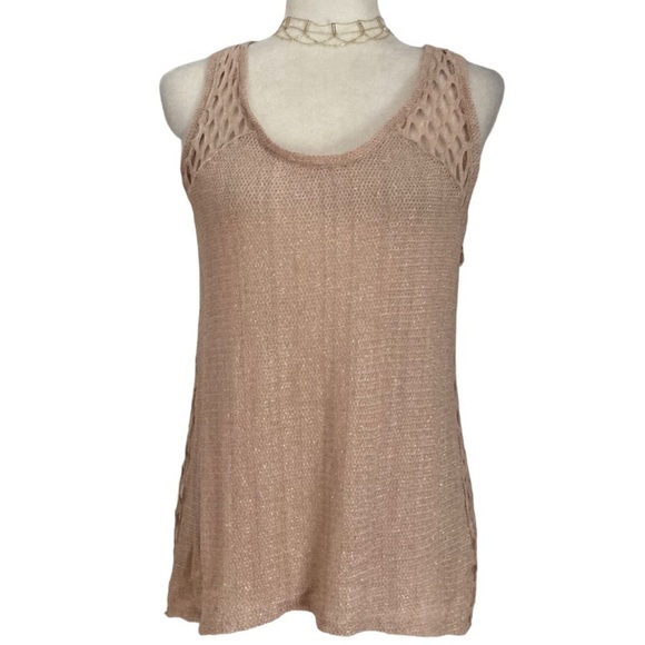 Generation Love New York Fishnet back Nude Shimmer Tank - Picture 6 of 7